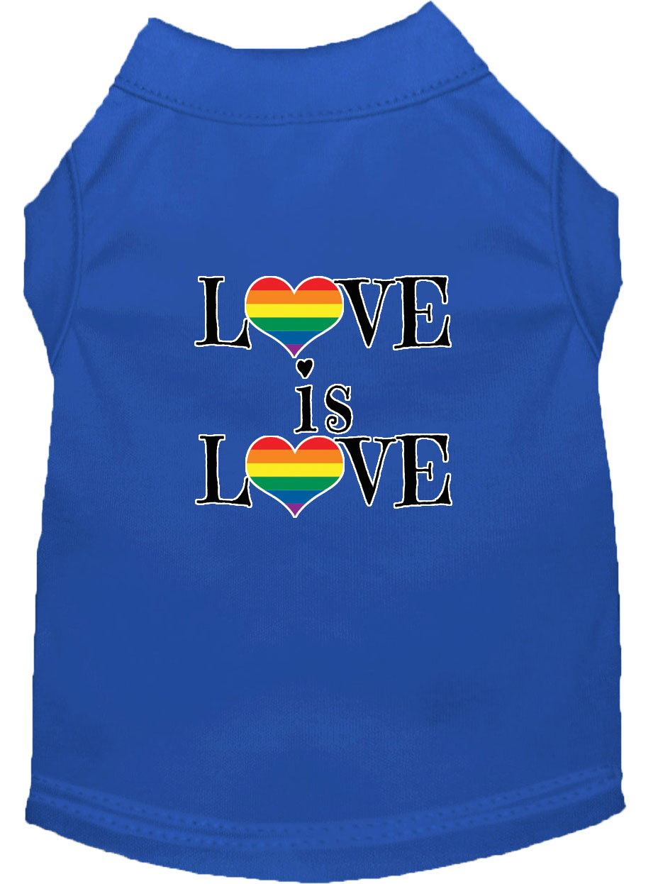 Love is Love Screen Print Dog Shirt Blue Lg